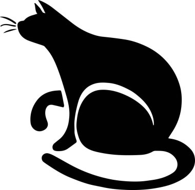 Kedi Sanatı Hayvan Sevimli Simge Çizimi Silueti. Vektör illüstrasyonu