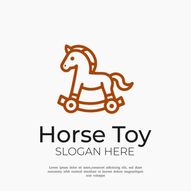 Oyuncak at logosu minimalist çizgi sanat tarzıyla çizilmiş