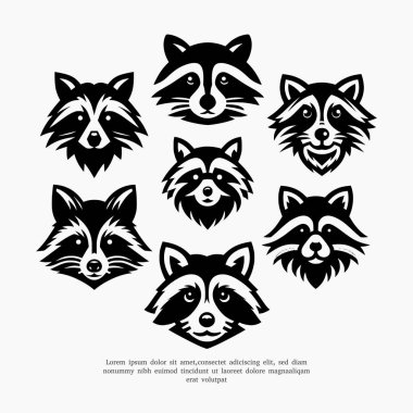 Rakun baş silueti logo tasarımı çizimi