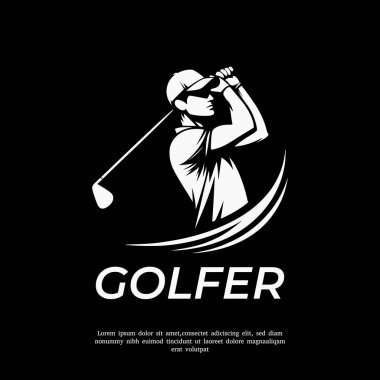 Golfçü salıncak silueti vektör logosu tasarımı