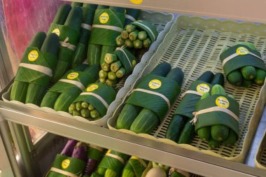 Plastic free, pesticide safe cucumbers, okra and eggplants.