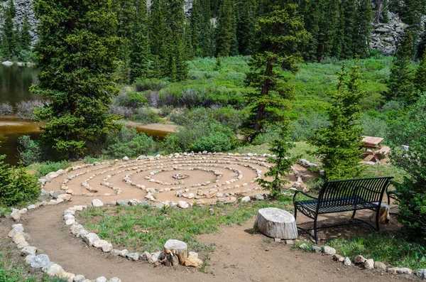 Circular rock maze labyrinth on trail to Chicago Lakes near Idaho Springs, Colorado, USA