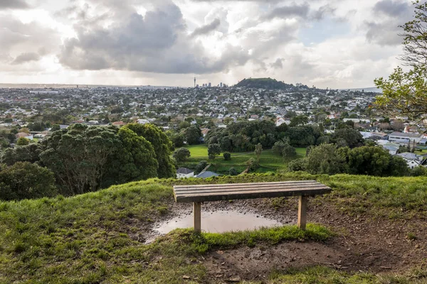 Bench at the top of Big King Reserve in Auckland, New Zealand.