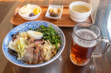 Traditional Taiwanese Meal with Tea and Rice Bento Bowl in Chishang, Taiwan clipart