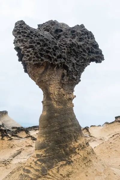 Yehliu Geopark 'taki kaya oluşumları, Taipei, Tayvan.