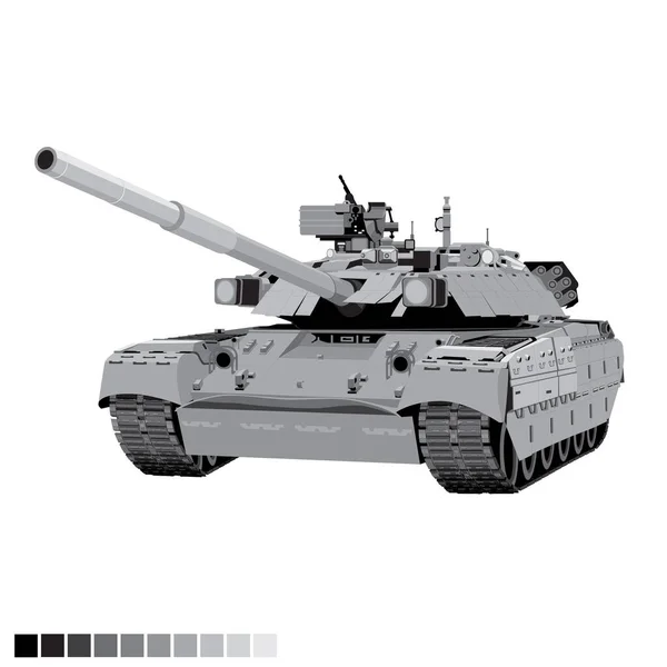 Main Battle Tank Grayscale Vector Illustration Battle Tank Military Illustrations — Stock Vector