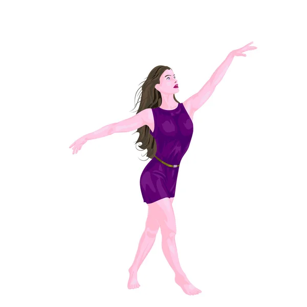 Chica Bailando Ilustración Vectorial Una Bailarina Con Los Brazos Levantados — Archivo Imágenes Vectoriales