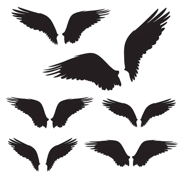 Крила Пір Форма Векторні Ілюстрації Пташиних Крил Різних Варіаціях Пташині — стоковий вектор