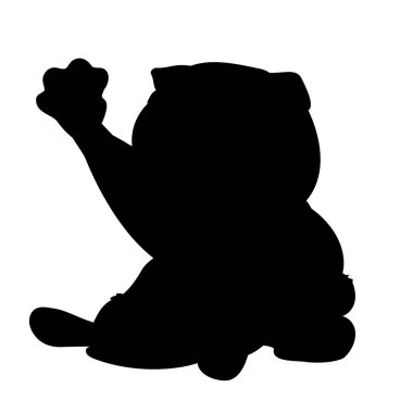 Çizgi film kedisinin ön pençesi kalkık hali. Çizgi film terk edilmiş kedi İskoç Katliamı. Oturan kedi yavrusu İskoç 'u ön pençesiyle gücendirdim. Çizgi film tarzında İskoç türünün tam oturan kedisinin vektör çizimi.