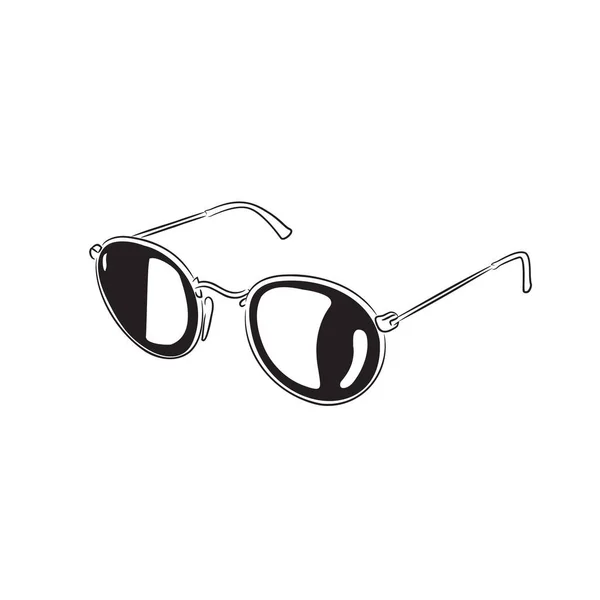 Line Art Illustration Metal Frame Sunglasses Vector Illustration Tinted Metal — Stock Vector