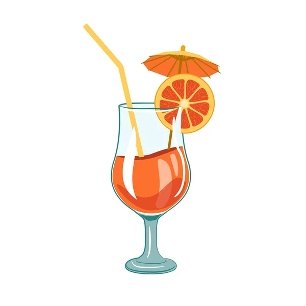 Illustrazione Colori Del Bicchiere Cocktail Con Bevanda All Arancia Illustrazione — Vettoriale Stock