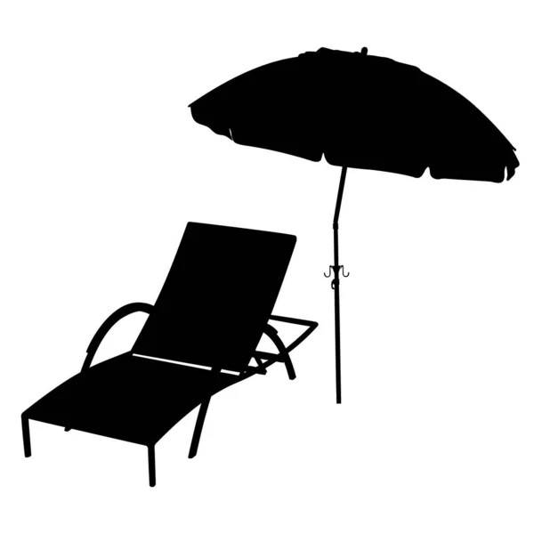 Shape Deckchair Sun Umbrella Vector Illustration Chaise Longue Relaxing Summer — Stock Vector