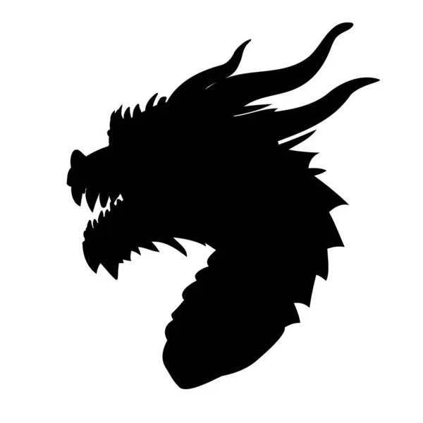 Ahşap ejderha şekli - 2024 Vektör sembolü boynu olan yeşil bir ejderha kafası. Boynuzlu, dişli, bıyıklı ve azgın. Fantastik yaratıkların vektör çizimi.