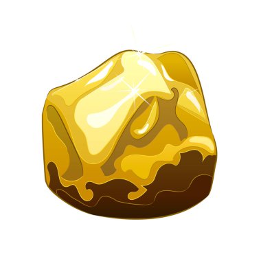 Büyük doğal altın külçeleri. Düz olmayan ve parlak yüzeyi olan altın külçesinin vektör çizimi. Madencilik, değerli metallere yatırım, mücevher, jeolojik araştırma. 