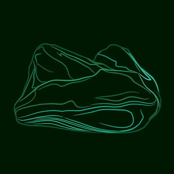 Doğal işlenmemiş malakit taşının renk çizgisi. Yeşil malakit süsleme taşının parlak renkli ve parlak vektör çizimi. Zarif yeşil renkleri ve büyüleyici desenleriyle Malachite, imrenilen bir mücevher parçasıdır.