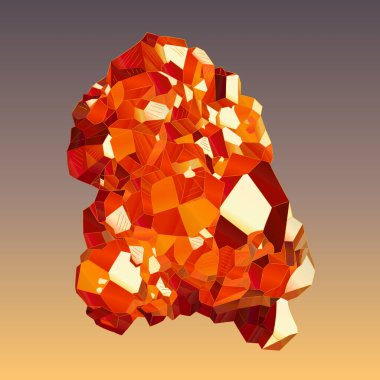 Doğal turuncu-sarı-kahverengi spessartine mücevheri. Spessartine 'in derin, zengin renk ve parlaklığının vektör çizimi. Sulu turuncu-kırmızı-kahverengi renklendirme spessartinleri garnet ailesinin diğer minerallerinden ayırır..