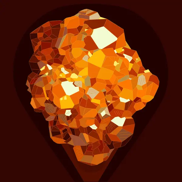 Doğal turuncu-sarı-kahverengi spessartine mücevheri. Spessartine 'in derin, zengin renk ve parlaklığının vektör çizimi. Sulu turuncu-kırmızı-kahverengi renklendirme spessartinleri garnet ailesinin diğer minerallerinden ayırır..