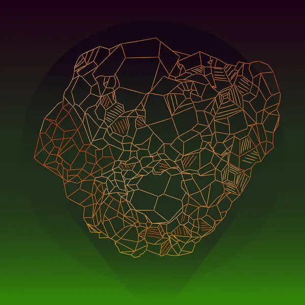 Doğal sert spessartine mücevher çizgisi. Spessartine 'in derin, zengin renk ve parlaklığının vektör çizimi. Sulu turuncu-kırmızı-kahverengi renklendirme spessartinleri garnet ailesinin diğer minerallerinden ayırır.. 