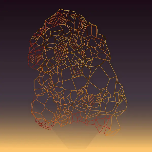 Doğal sert spessartine mücevher çizgisi. Spessartine 'in derin, zengin renk ve parlaklığının vektör çizimi. Sulu turuncu-kırmızı-kahverengi renklendirme spessartinleri garnet ailesinin diğer minerallerinden ayırır.. 