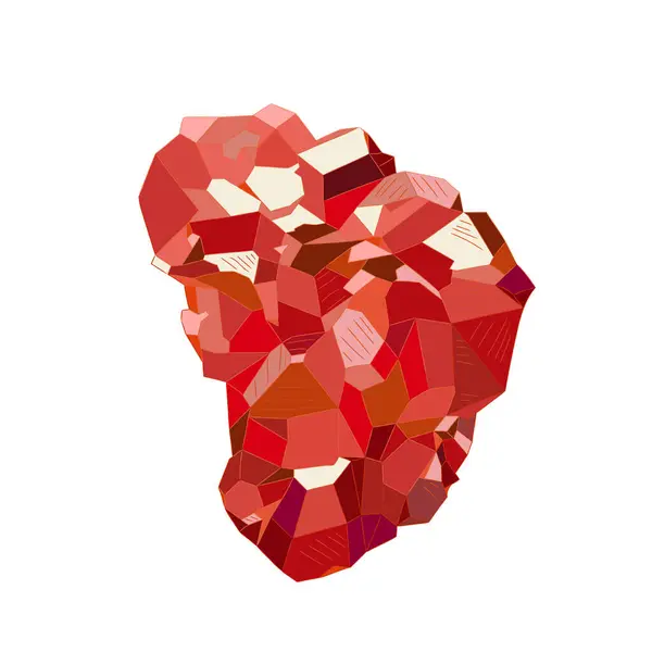 Doğal turuncu-kırmızı-kahverengi spessartine mücevheri. Spessartine 'in derin, zengin renk ve parlaklığının vektör çizimi. Sulu turuncu-kırmızı-kahverengi renklendirme spessartinleri garnet ailesinin diğer minerallerinden ayırır.. 