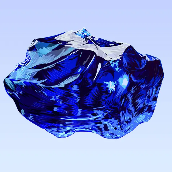 Doğal pürüzlü safir taşı. Derin, asil mavi rengi ve fevkalade berraklığıyla tanınan, çarpıcı, işlenmemiş değerli taş safirinin vektör çizimi.. 