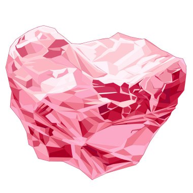 Natural Rough Pink Diamond. Vector illustration of uncut pink diamond with unique hue. Surface of the gemstone is uneven, with rough edges remaining from mining. clipart