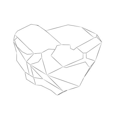 Line art of natural rough diamond. Vector illustration of uncut diamond. Surface of the gemstone is uneven, with rough edges remaining from mining. clipart