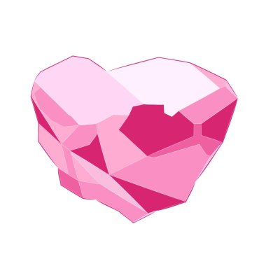 Natural Rough Pink Diamond. Vector illustration of uncut pink diamond with unique hue. Surface of the gemstone is uneven, with rough edges remaining from mining. clipart