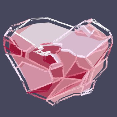 Natural Rough Pink Diamond. Vector illustration of uncut pink diamond with unique hue. Surface of the gemstone is uneven, with rough edges remaining from mining. clipart