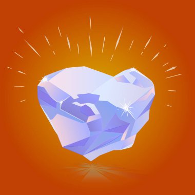 Shining Natural Rough Light Blue Diamond. Surface of the gemstone is uneven, with rough edges remaining from mining. Vector illustration of uncut blue diamond with unique hue.  clipart