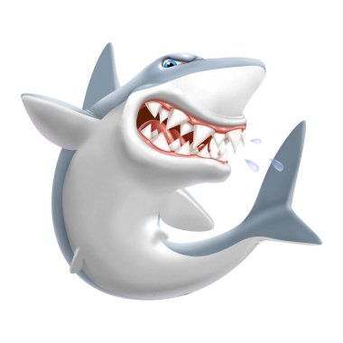 cute gray shark smiling 200 teeth