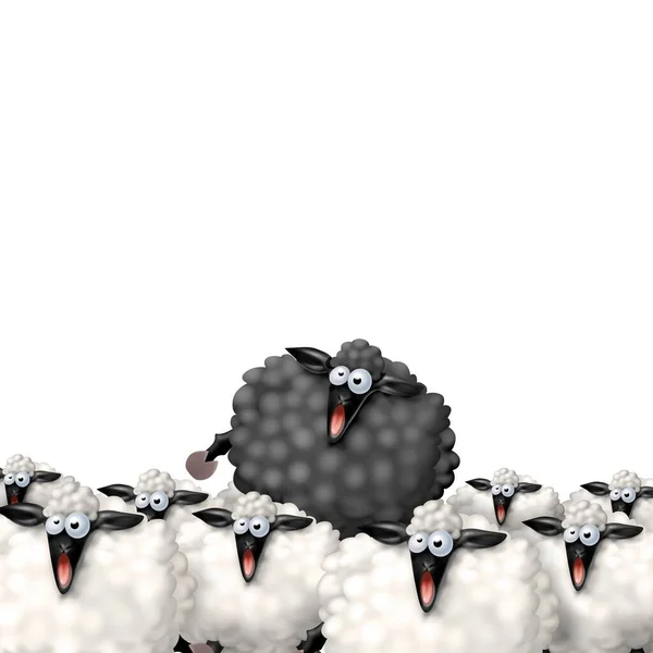 cute sheep jumping out of the flock