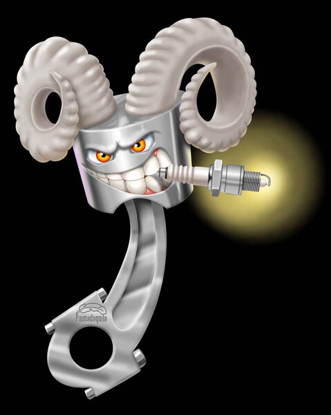 cute horned engine piston of capricorn sign