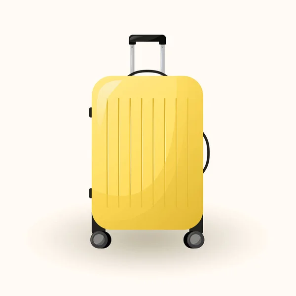 Gelber Reisekoffer Gepäck Tasche Für Dinge Mit Griffen Und Rädern — Stockvektor
