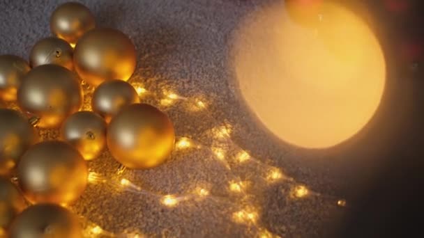 Fondo Bolas Navidad Primeros Planos Decoraciones Navideñas Bolas Árbol Navidad — Vídeos de Stock