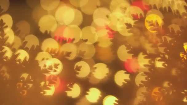 Glinsterende Abstracte Gekleurde Cirkels Onscherpe Kerstverlichting Wazige Elfjes Buiten Focus — Stockvideo