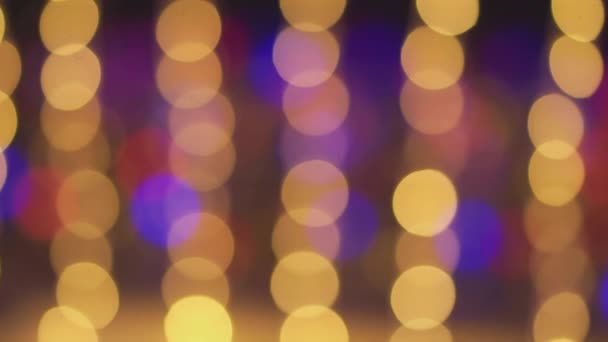 Wazige Feeënkerstverlichting Lichte Bokeh Van Een Kerstboom Glinsterende Abstracte Gekleurde — Stockvideo