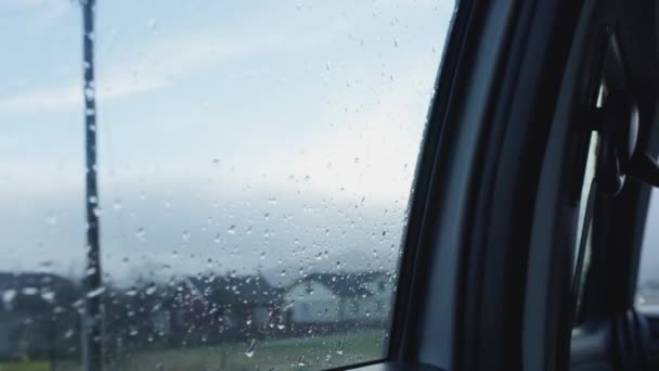 Rain Windshield Car Rain Brushes Working Going Nature Spring Rainy — Video Stock