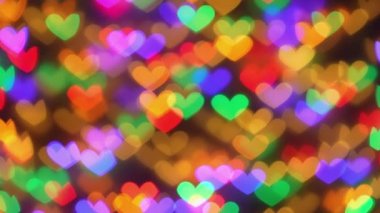 Many red hearts. ConcepMany red hearts. Concept: valentines day, anniversary, mothers day, marriage, e-card invitation. Defocused light lights, colorful hearts animation. The movement of the camera