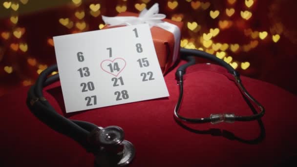 Счастливого Дня Святого Валентина Медицинским Медицинским Работникам Календаре Февраля Подарок — стоковое видео