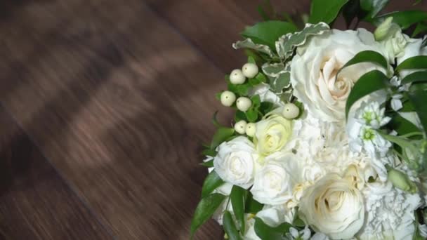 Wedding Bouquet Close Decoration Roses Ornamental Plants Close Traditional Wedding — Stock videók