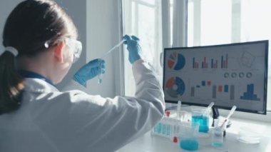 Video parçası, hastalıkları teşhis etmek ve sağlığı kontrol etmek amacıyla özel bir laboratuvarda biyolojik örnekleri analiz etme sürecini gösteriyor. Bilimsel Laboratuvar