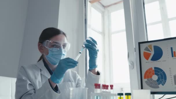 Tıbbi Laboratuvar Hastalıkları Teşhis Etmek Tedavi Etmek Için Araştırmaların Yapıldığı — Stok video