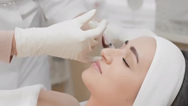 Wrinkle Manifestation Skin Aging Which Can Reduced Cosmetic Procedures Filler — Stock Video