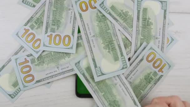 비즈니스 프레젠테이션 비디오에 배경을 삽입하기 더미에 100 지폐는 관련된 프로젝트의 — 비디오