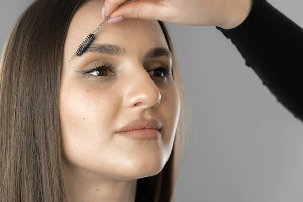 Elegance Eyebrow Design Which Makeup Artist Achieves Thanks Attention Detail — Stock Photo, Image