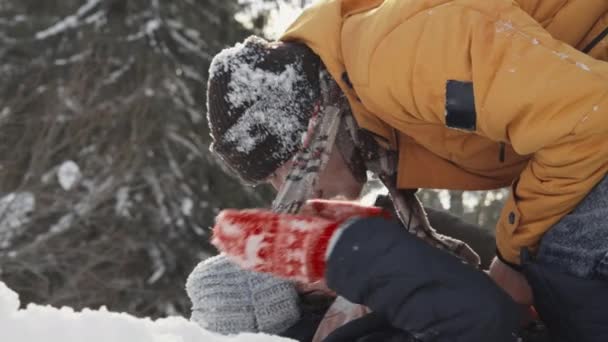 Sevgi Gençlik Mutluluk Veren Sıcak Anların Önemi Güzel Karlı Doğanın — Stok video