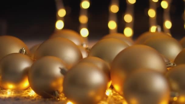 Gouden Kerstboom Decoraties Voor Kerstmis Nieuwjaar Lichtglitter Bokeh Modus Verandert — Stockvideo