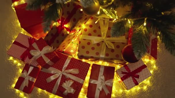 Magia Świątecznej Nocy Kompozycja Choinkowa Pełna Tajemnic Świątecznego Ducha Ujawnia — Wideo stockowe