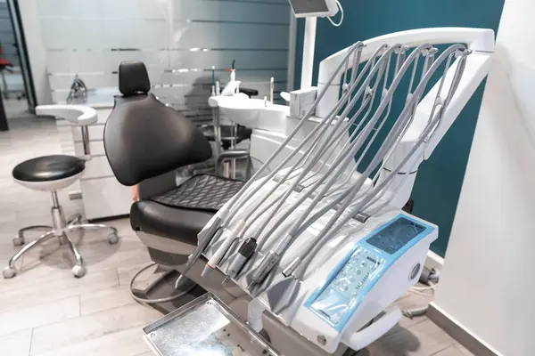 Dental chair general plan. Professionally equipped medical clinic for implantation, treatment and prosthetics of teeth. High quality photo